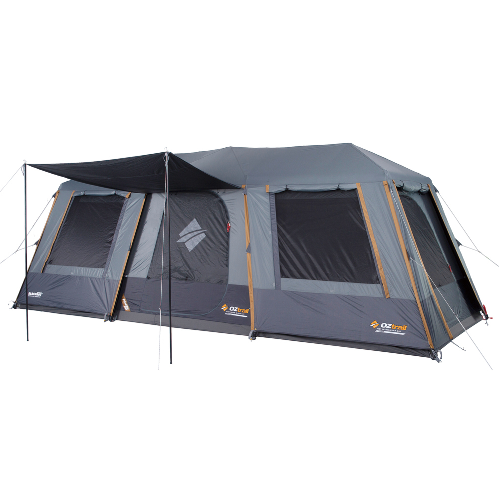 Oztrail fast frame blackout 10 person tent open