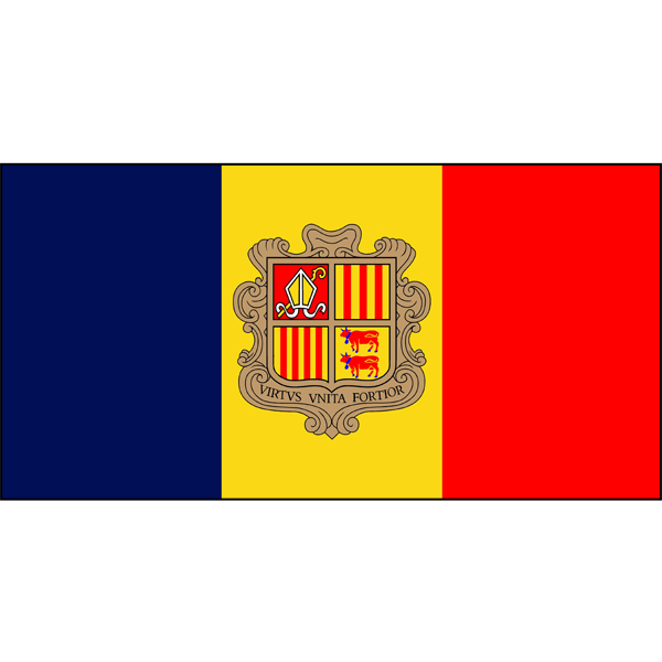 Andorra State Flag with Crest