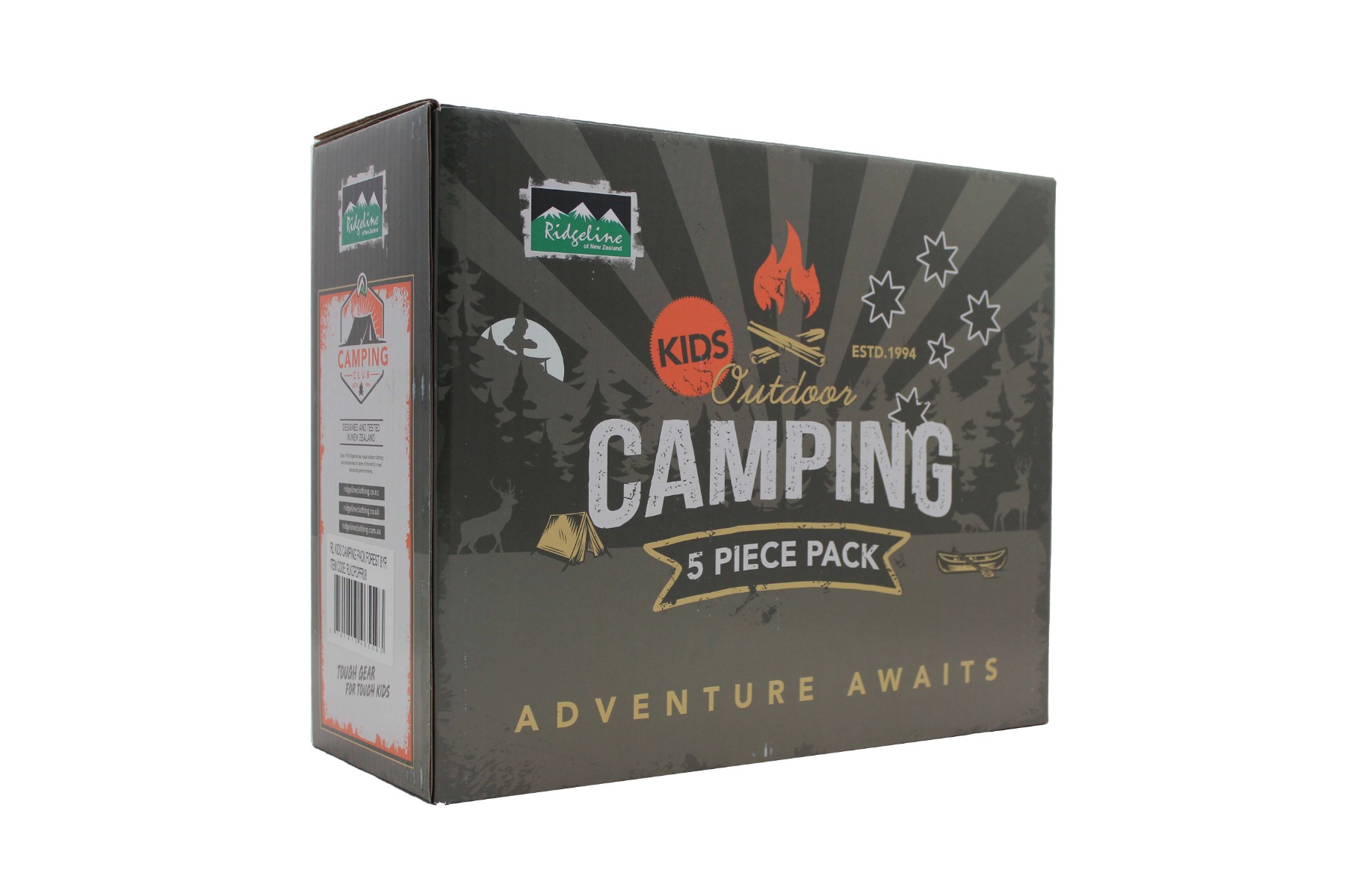 RIDGELINE CAMPING KIDS 5PC PACK FOREST  box