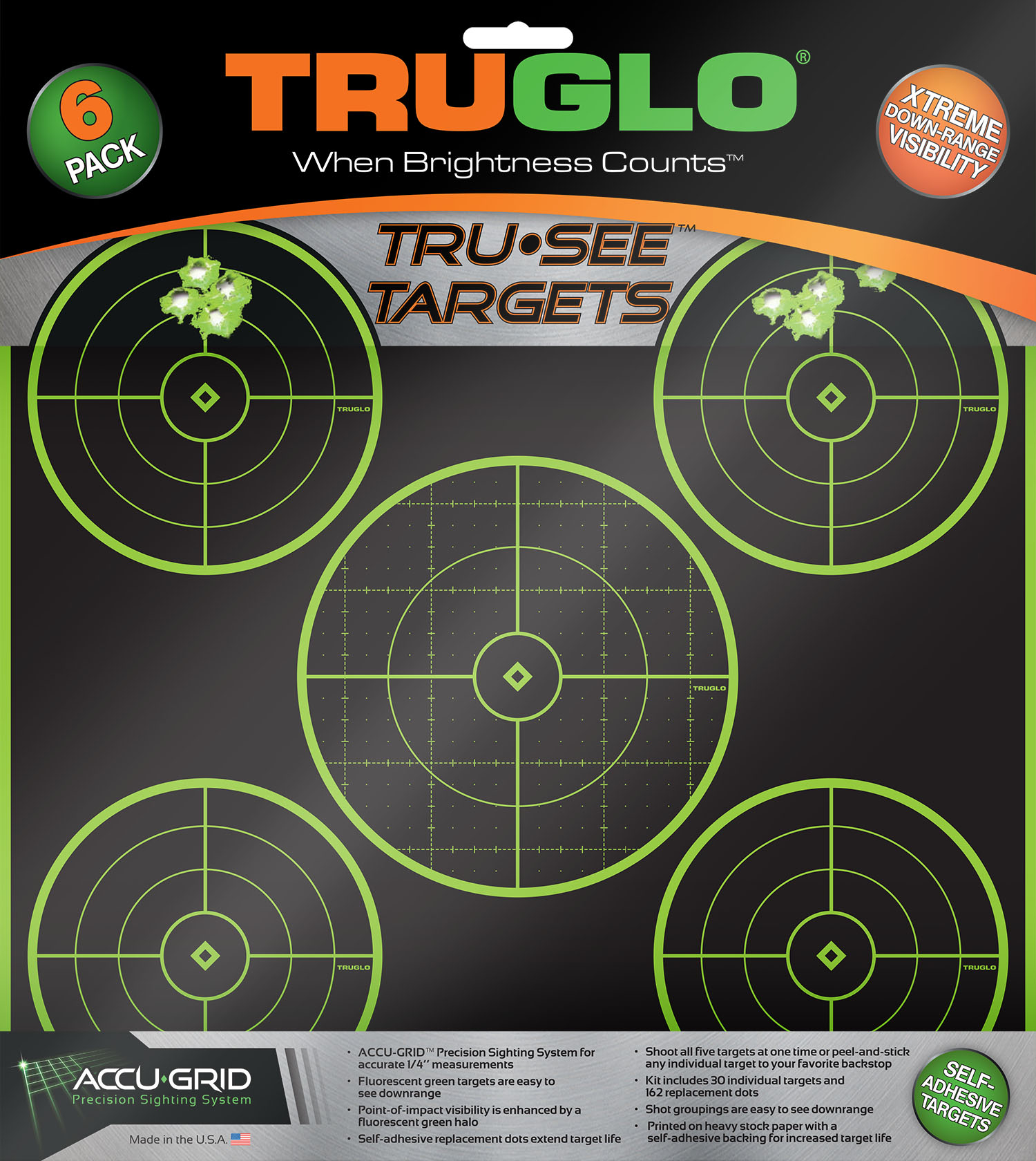 Tru-See 5-Bullseye Target 12in x 12in - 6 Pack